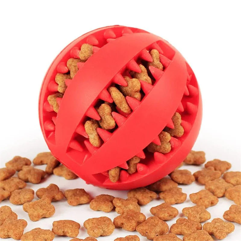 Showlu Smart General interactive rubber dog chew ball with treat dispenser, designed for puppy training and teeth cleaning.
