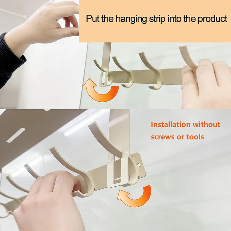 Wall-mounted multi hooks by Showlu Smart General, versatile metal hooks for organizing keys, coats, or accessories on a wall.