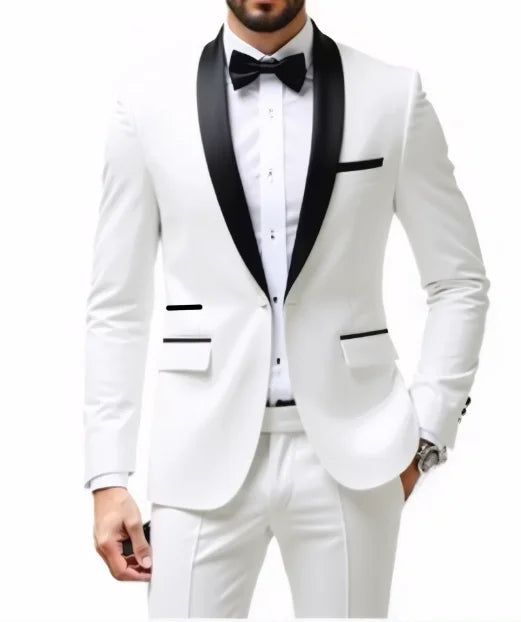 Men's slim-fit business casual suit jacket and trousers set, featuring side slits and single-button design, breathable and comfortable.
