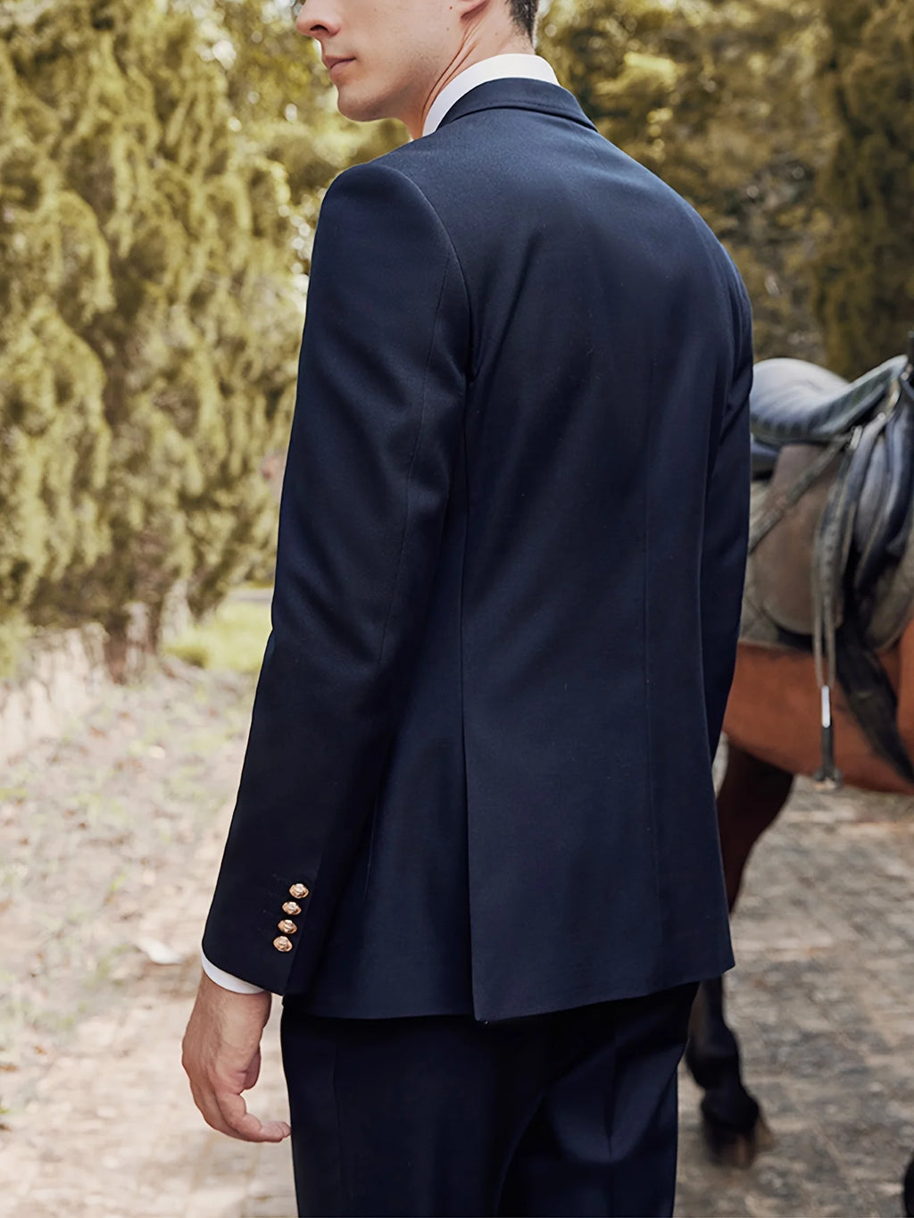 Elegant Men's Suits 2 Pcs Double-Breasted Suit Slim Fit Bridegroom Groomsmen Suit Male Formal Business (Jacket+Pants)