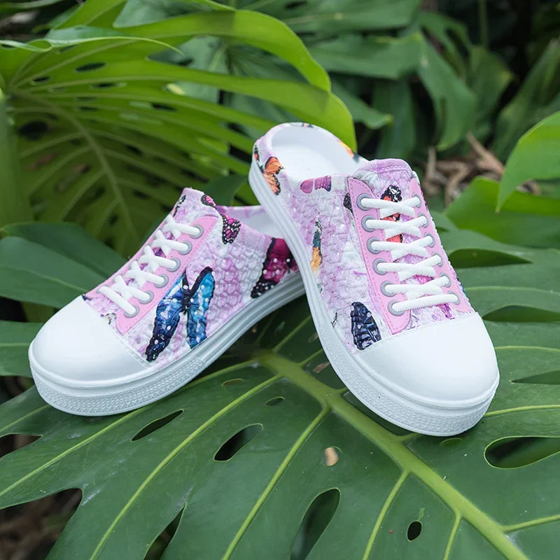 Qaawal women's breathable summer outdoor casual shoes in PU leather with flats, featuring a comfortable and stylish design.