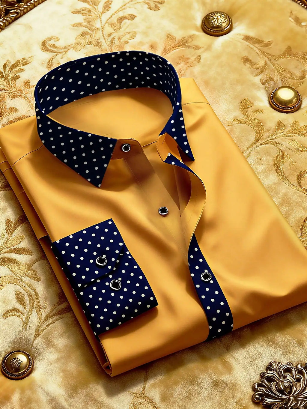 Men's Showlu Fashion long sleeve tuxedo shirt with micro elastic fabric, suitable for four seasons and smart casual or business wear.