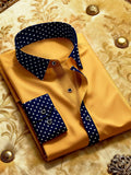 Men's Showlu Fashion long sleeve tuxedo shirt with micro elastic fabric, suitable for four seasons and smart casual or business wear.