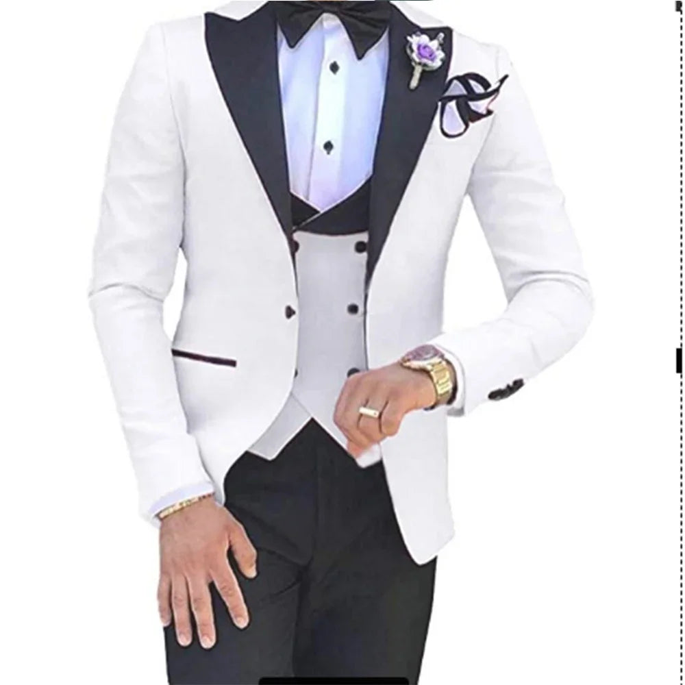 2024 Men 3 Pieces Suits For Men Custom Made Groom Groomsmen Tuxedos Wedding Men Suit Terno Masculino ( Jacket+Pants+Vest ) SHOWLU FASHION STORE