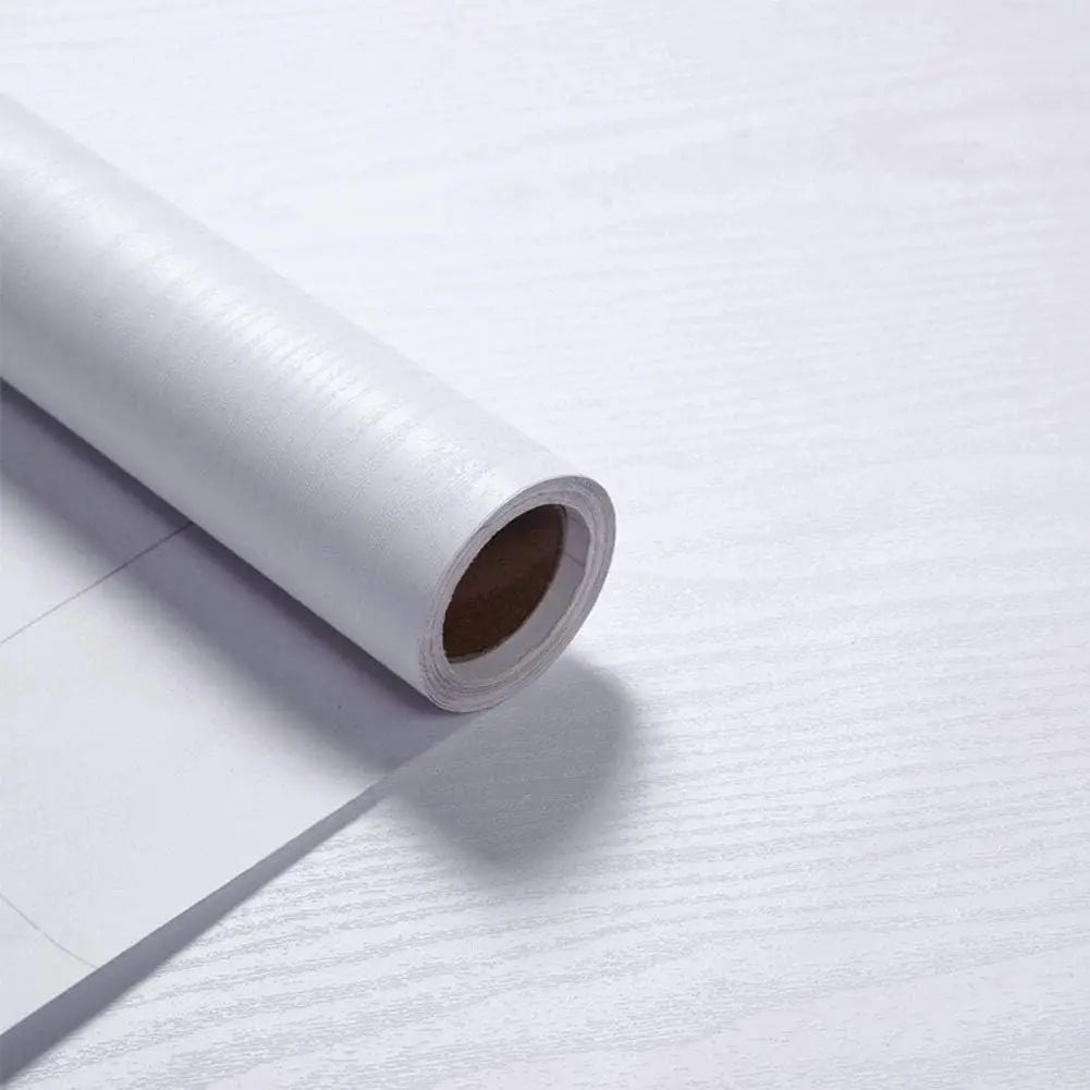 PVC waterproof self-adhesive wallpaper with wood grain design, ideal for furniture and wall decor in home interiors.