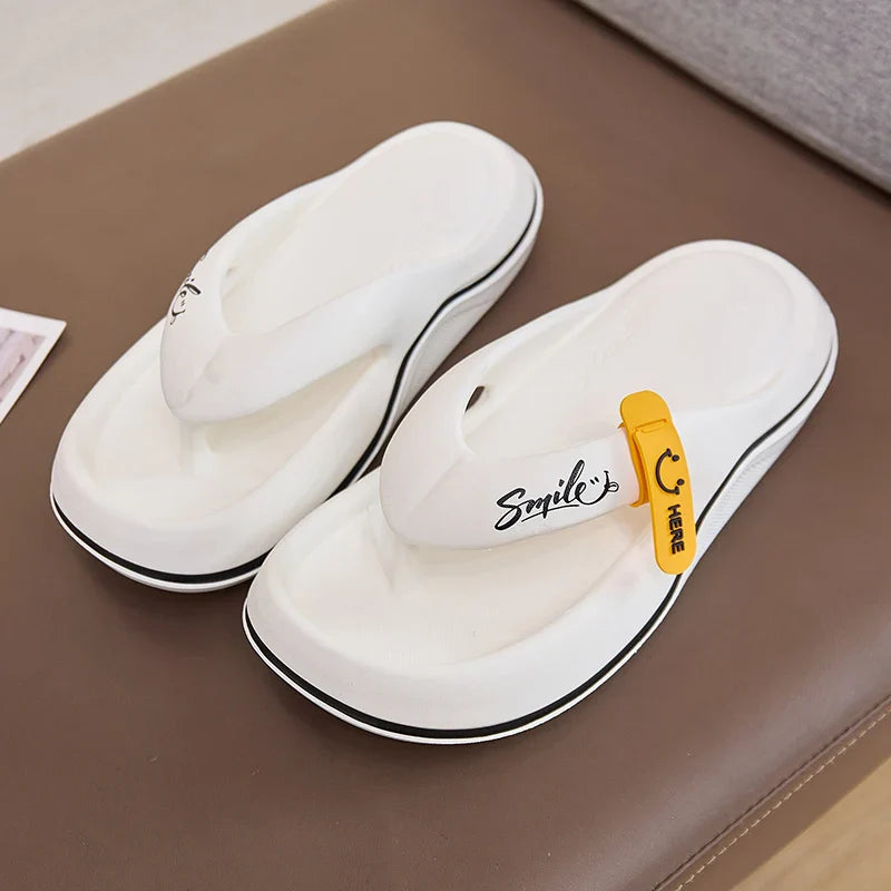 Unisex thick-soled flip flops from SHOWLU FASHION STORE with soft EVA platform, ideal for beach and casual wear