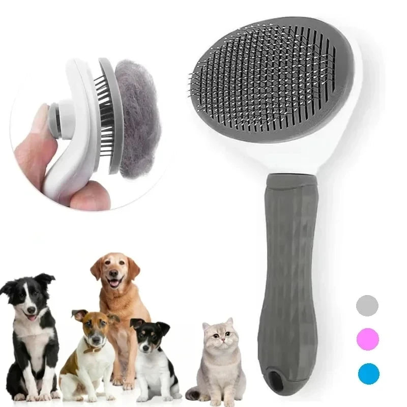 Showlu Smart General pet grooming slicker brush with fine wire bristles for hair removal and gentle massage for cats and dogs.