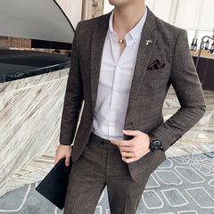 British Style Business Fashion Casual Suit Two-piece (jacket+pants) 2023 Spring New Men's Wedding Dress Large Size 6XL 7XL