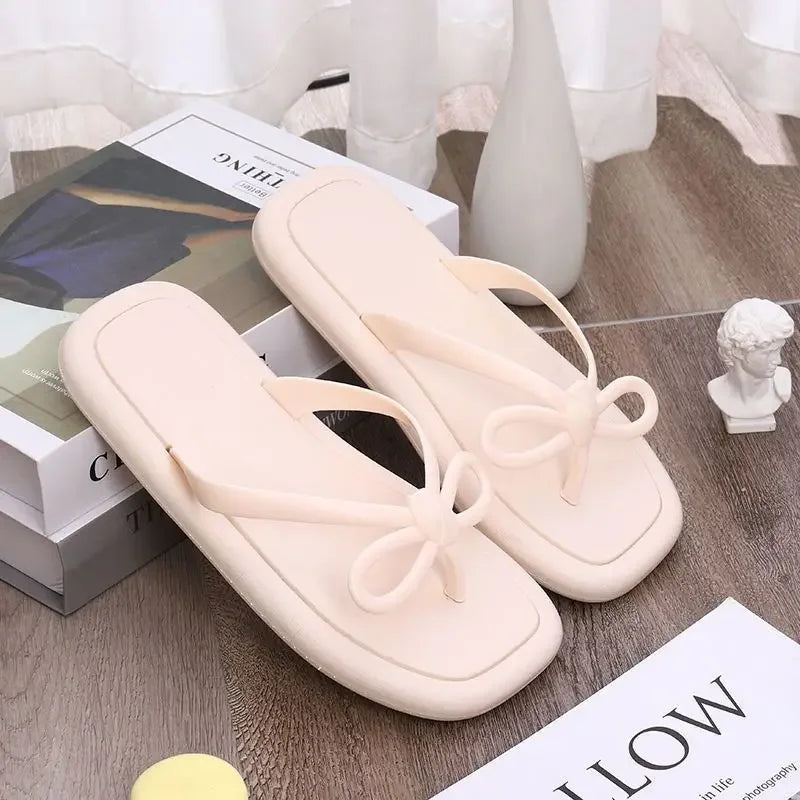 Women's summer flip flops by SHOWLU FASHION STORE featuring flat PVC slides and fashionable sandal design.