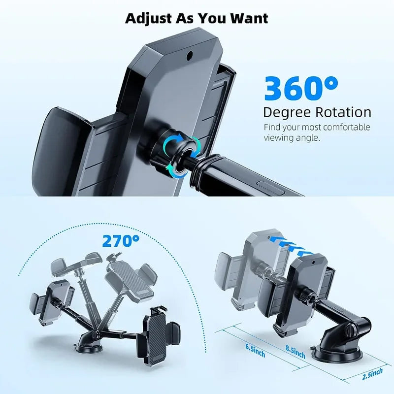 Universal car phone holder by SHOWLU FASHION STORE mounted on dashboard and air vent, holding a smartphone securely in place.