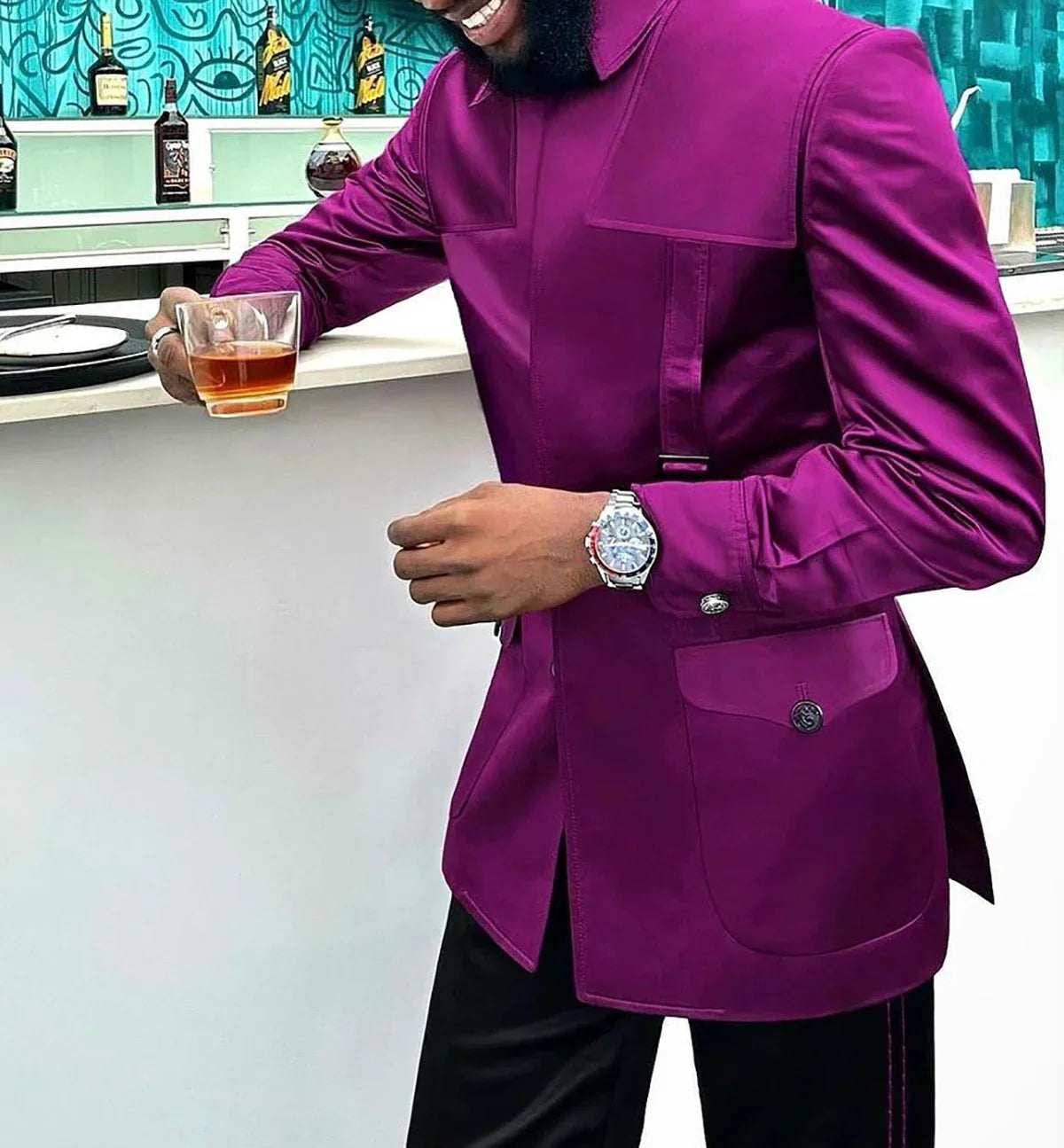 Men's double-breasted wedding suit by SHOWLU FASHION STORE, tailored tuxedo with classic style and sleek design, front view.