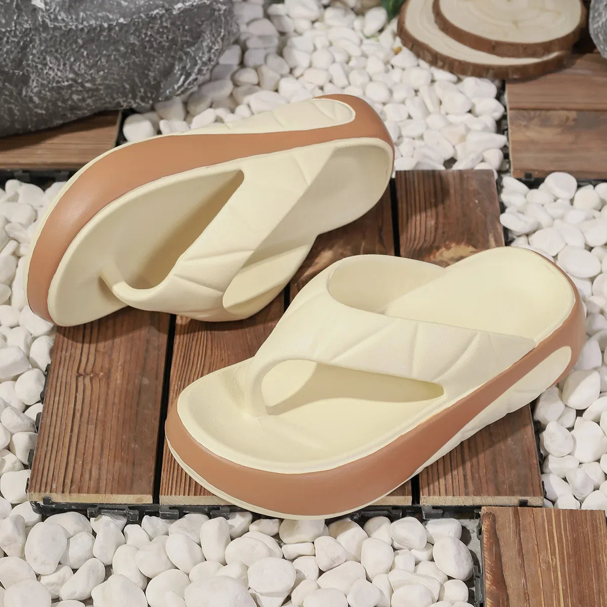 Women's platform flip-flops with thick EVA wedge soles, summer sandals in a stylish design from SHOWLU FASHION STORE.