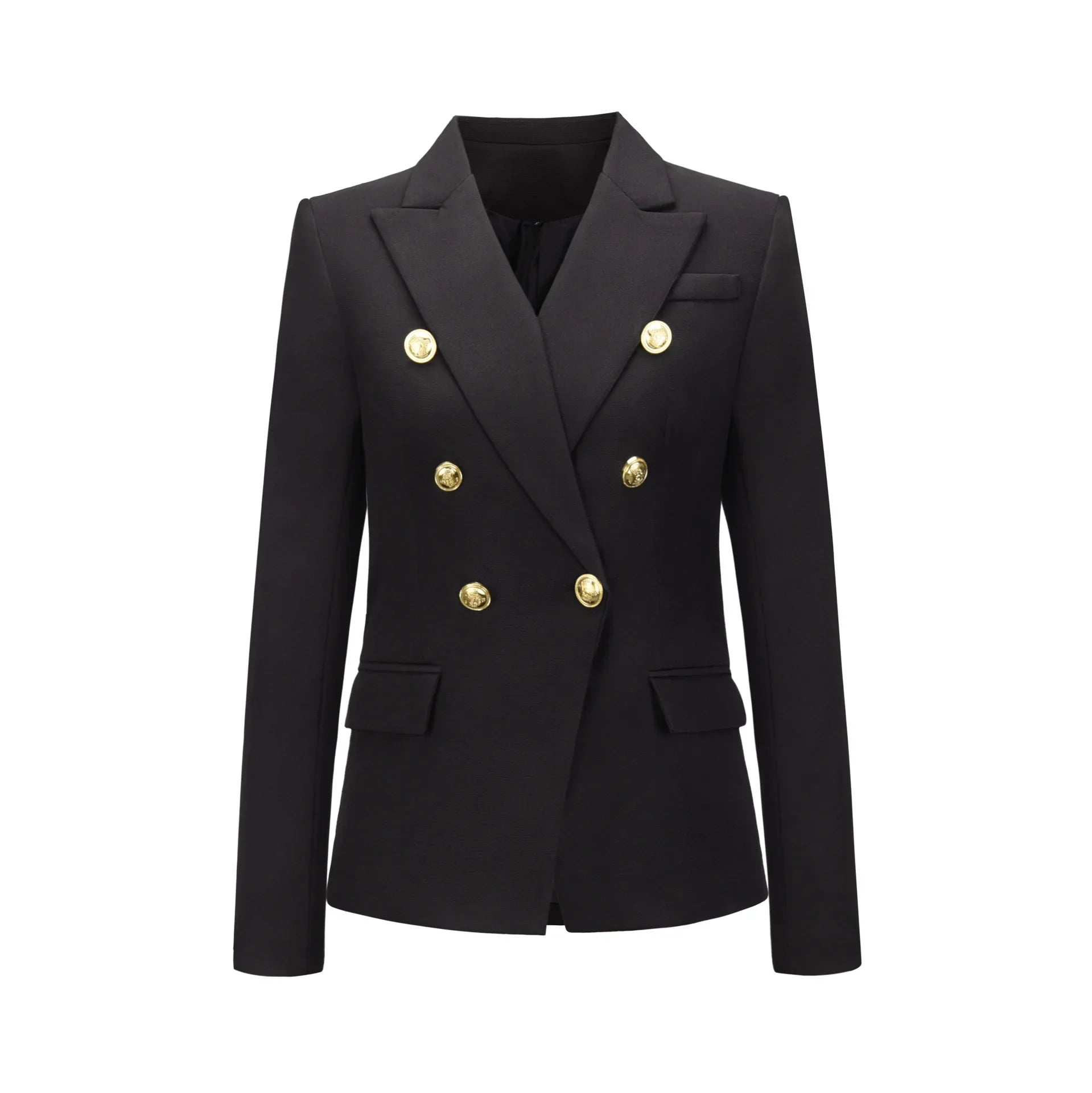 Women Blazer Coats Double Breasted Button Jackets Plaid Cardigan Long Sleeve Pockets Office Lady Work Turn Down Collar Jacket