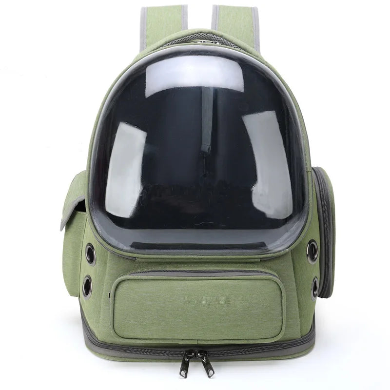 Breathable transparent Showlu Fashion Cat Carrier Backpack with side ventilation and comfortable straps for travel and outdoor use.
