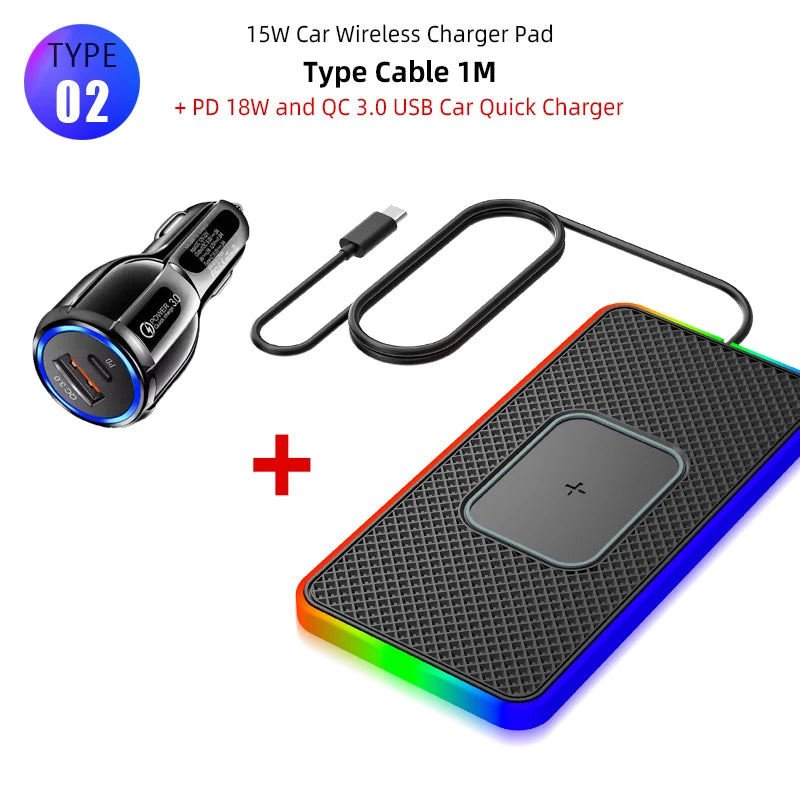 Showlu Smart General Brorikoy 15W Qi wireless car charger with silicone pad for secure phone mounting and fast charging.