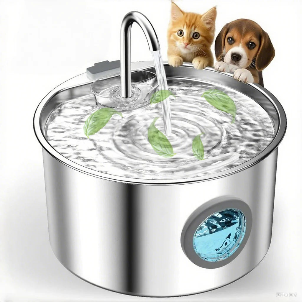 OPETH stainless steel cat water fountain with 108oz capacity, automatic pet dispenser, featuring a sleek, modern design for pets.