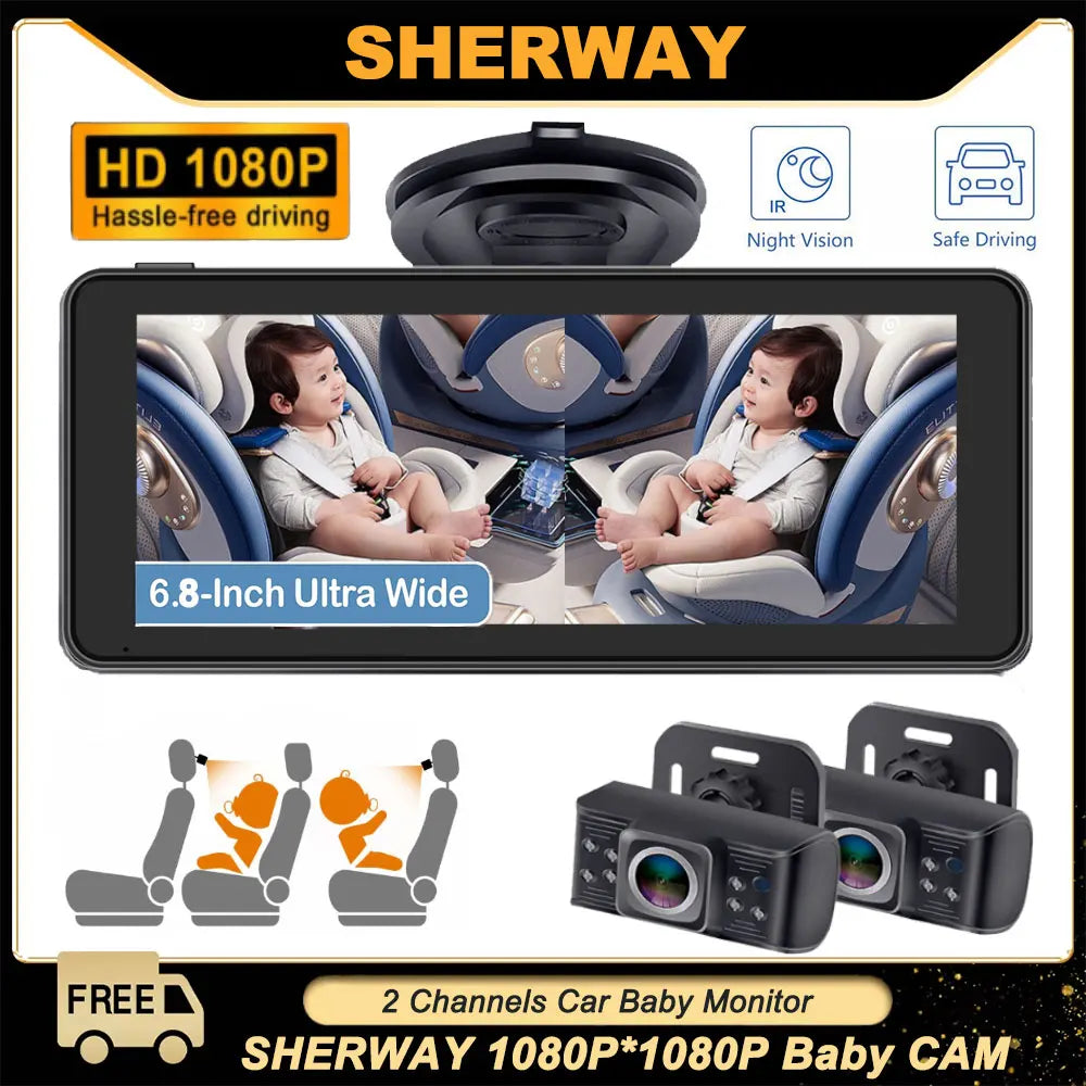 Baby car camera by Showlu Fashion Store showing a compact camera mounted inside a vehicle for child safety monitoring.