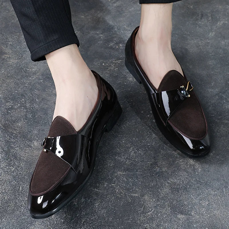 Movechain men's casual leather loafers by SHOWLU FASHION STORE, slip-on buckle driving shoes with a sleek leather finish.