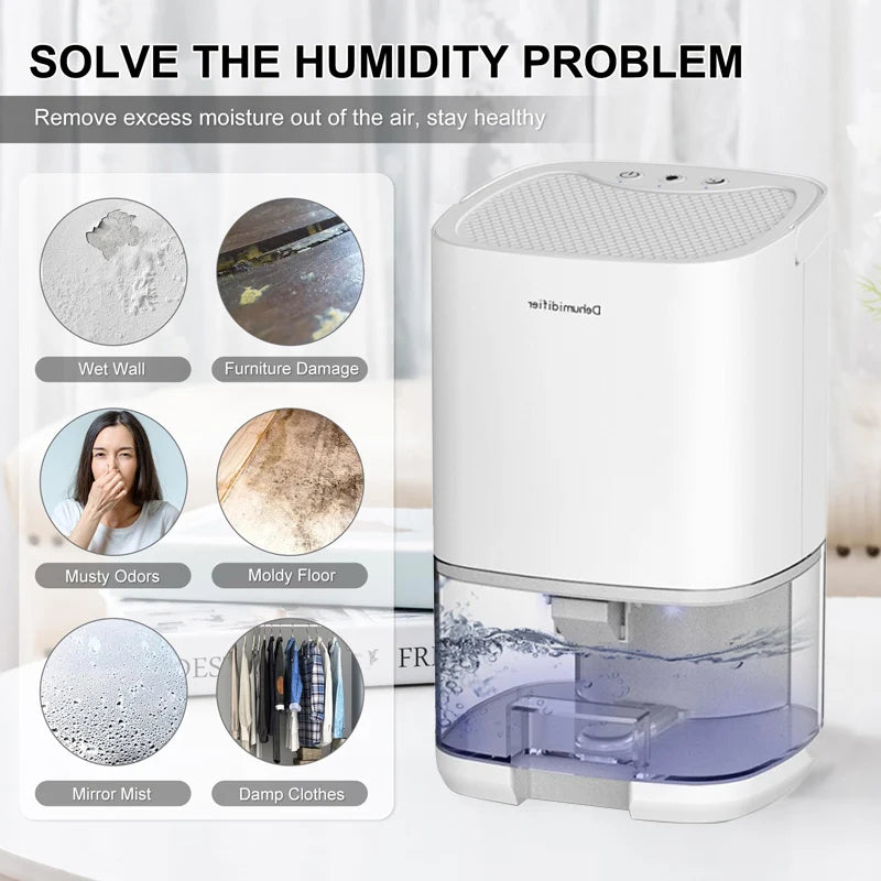 Mini portable electric dehumidifier by Showlu Smart General, compact device with vents and controls for moisture removal.