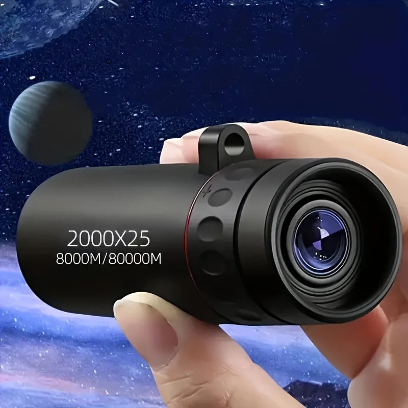 Showlu Fashion Store 2000X25 HD monocular telescope showing compact, portable design ideal for hunting, travel, concerts, and fishing.