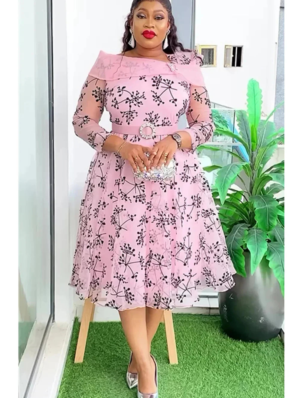 African Dashiki Ankara party dress for women, plus size, featuring vibrant patterns and traditional style by SHOWLU FASHION STORE