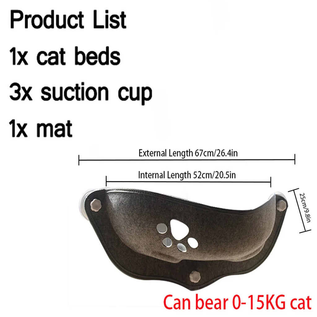 Shuangmao cat window hammock in coral fleece, pet bed lounger for cats up to 20kg, shown hanging on a window with a cat relaxing inside.
