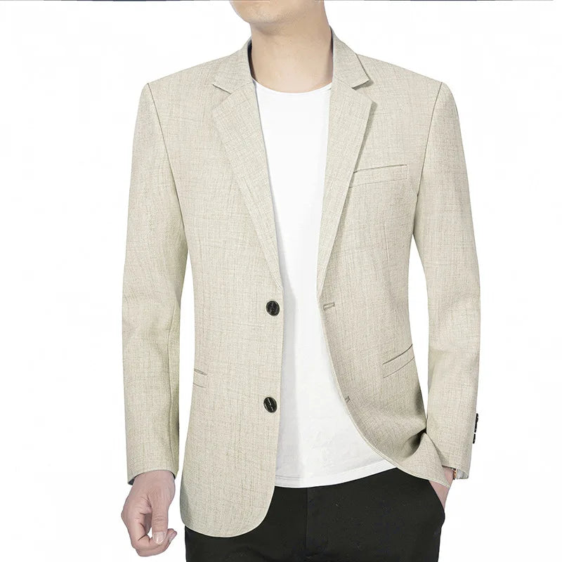 Men's slim fit suit jacket from Showlu Fashion, solid blazer for spring and autumn, casual business style, long sleeve coat