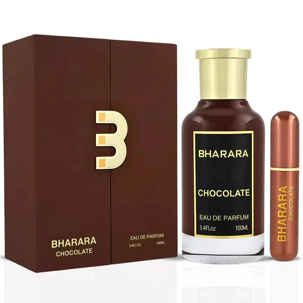 Bharara King Eau de Parfum 100ml bottle featuring a rich woody gourmand fragrance with elegant packaging.