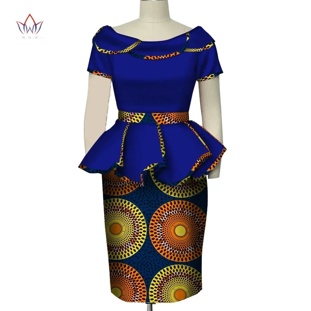 African dashiki two-piece set for women featuring cotton skirt and top by SHOWLU FASHION STORE, vibrant and traditional design.