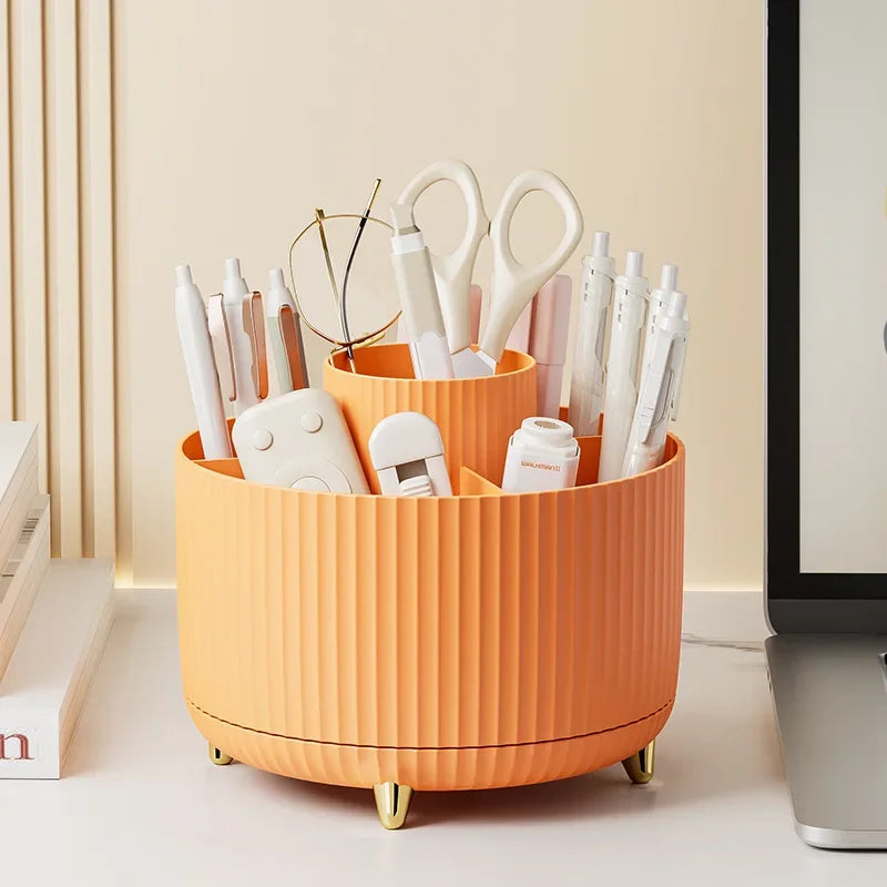 Showlu Smart 360° rotatable makeup and jewelry storage box with five compartments, compact and organized for beauty accessories.