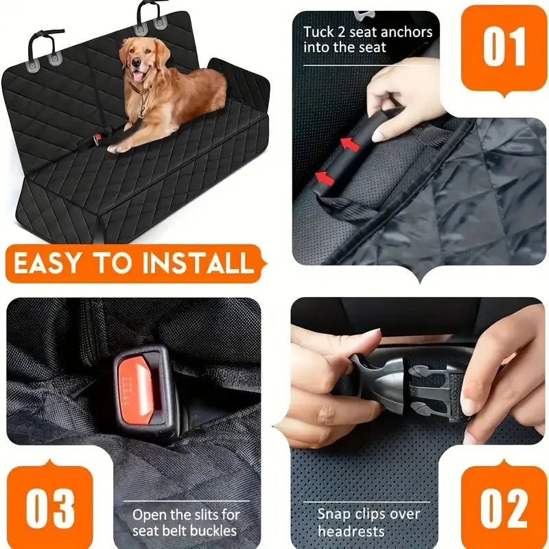 Showlu Waterproof Dog Car Seat Cover in plaid nylon, designed as a pet travel hammock for car safety and comfort