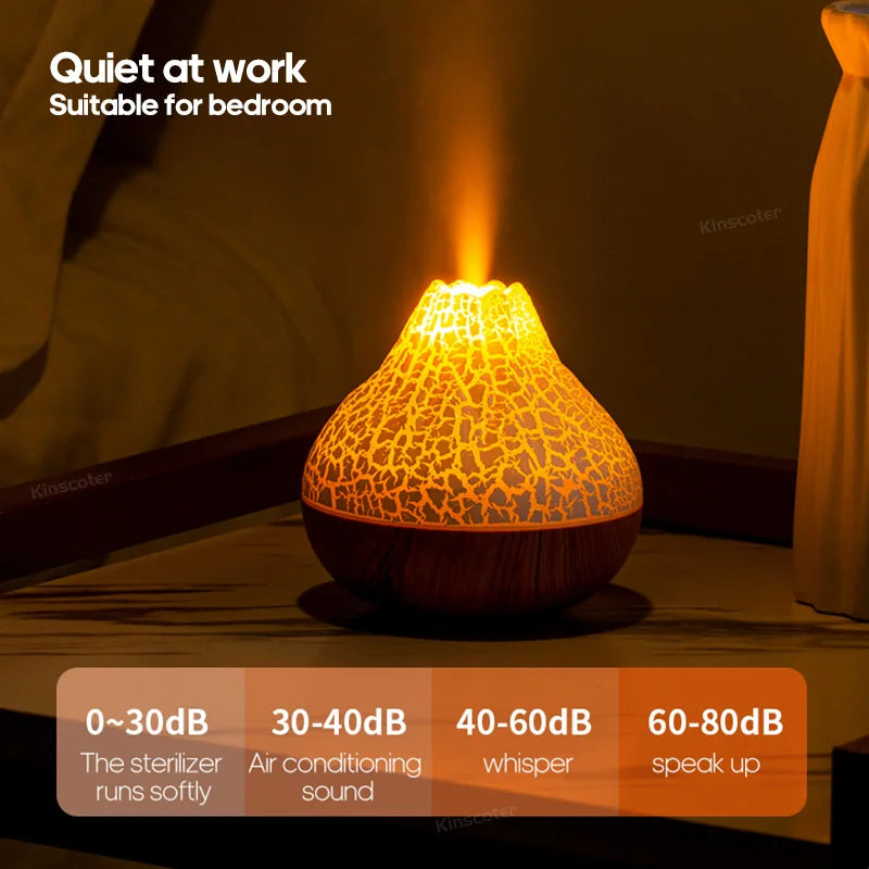 Showlu Smart Kinscoter 300ml ultrasonic humidifier emitting mist, compact device with adjustable settings for room humidity.