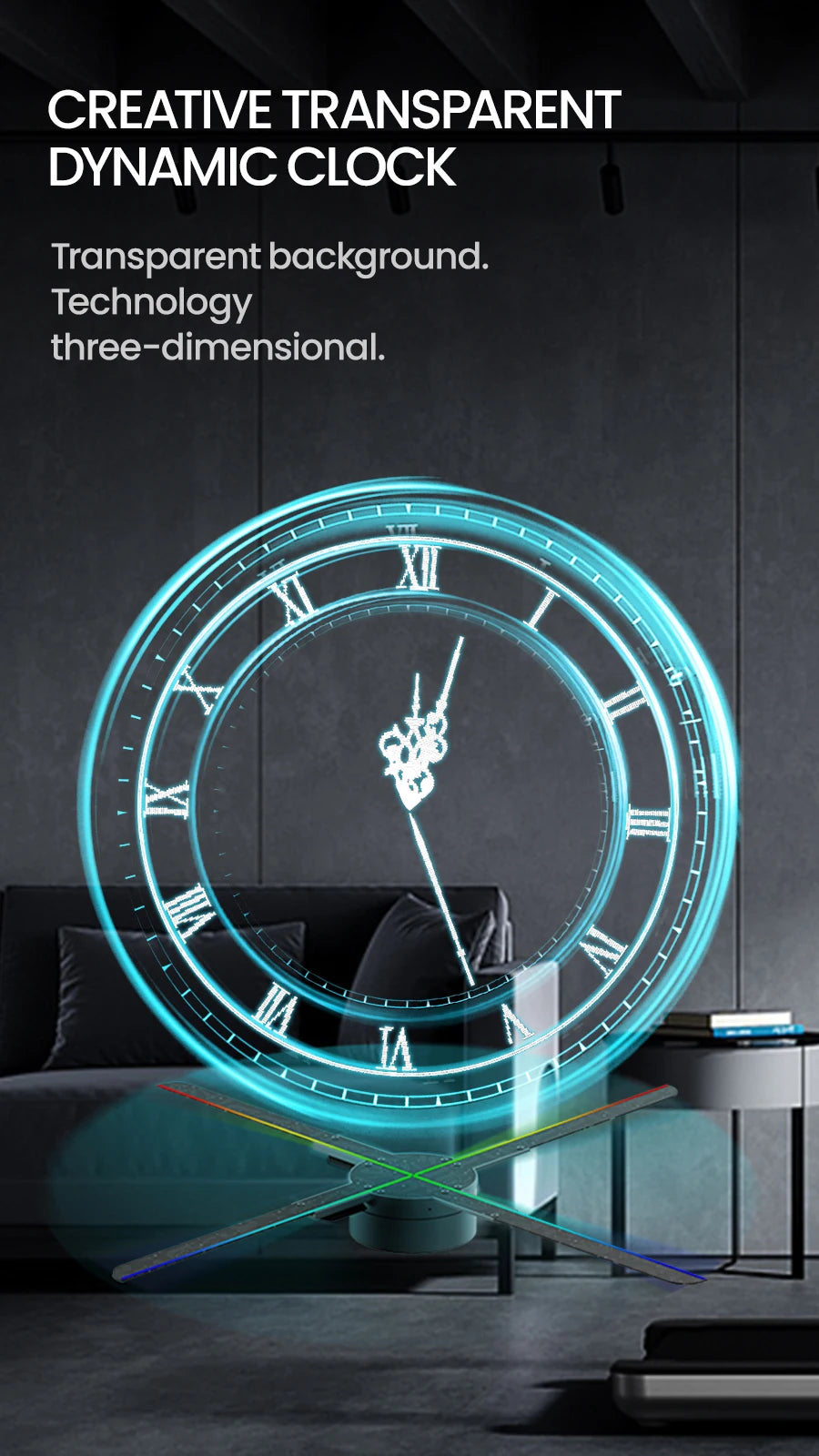 Showlu Smart General LED Wall Clock Projector displaying time on a wall with a sleek design and bright digital readout.