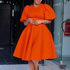 Elegant Dresses for Woman 2025 O Neck Short Sleeve High Waisted Pleated Mid Calf Luxury Female Birthday Party Dinner Vestidos