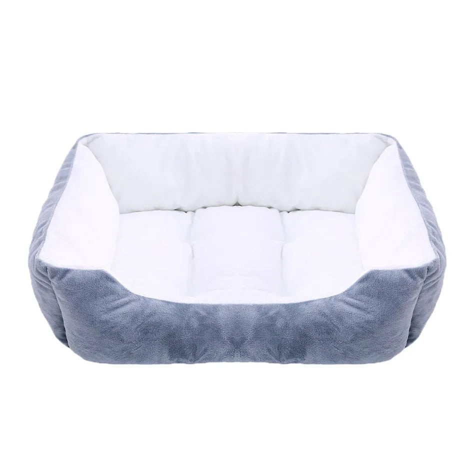 Square plush calming dog bed by Showlu Fashion with waterproof Oxford fabric, designed as a cozy pet sofa for comfort and durability.