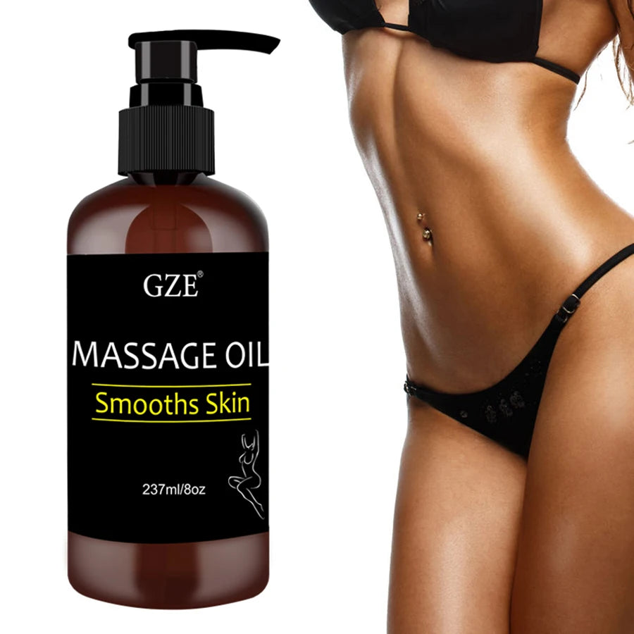 GZE Collagen & Stem Cell Body Massage Oil from Showlu Fashion Store, featuring a sleek bottle for skin tightening and firming.