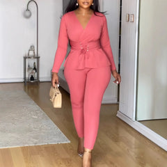 Women's 2025 new fashion stand-up collar breasted split long-sleeved shirt tights suit