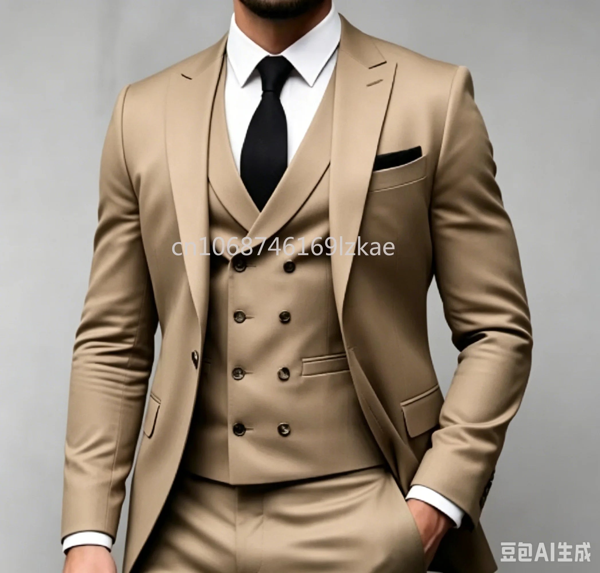 Green 3-piece men's suit for wedding parties, featuring modern Americana style from Showlu Fashion Store.