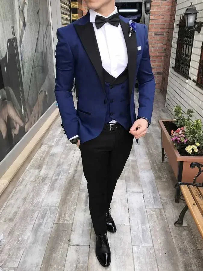 Men's olive green 3-piece slim fit formal tuxedo suit from SOLOVEDRESS by SHOWLU FASHION STORE, featuring a jacket, vest, and trousers.