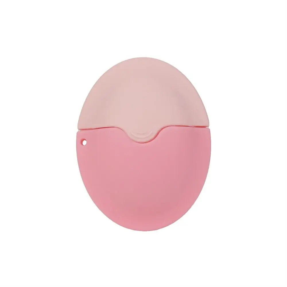 Refillable silicone suncream roller applicator with oval shape, used for lotion or cream, featuring stitching design in vibrant colors.