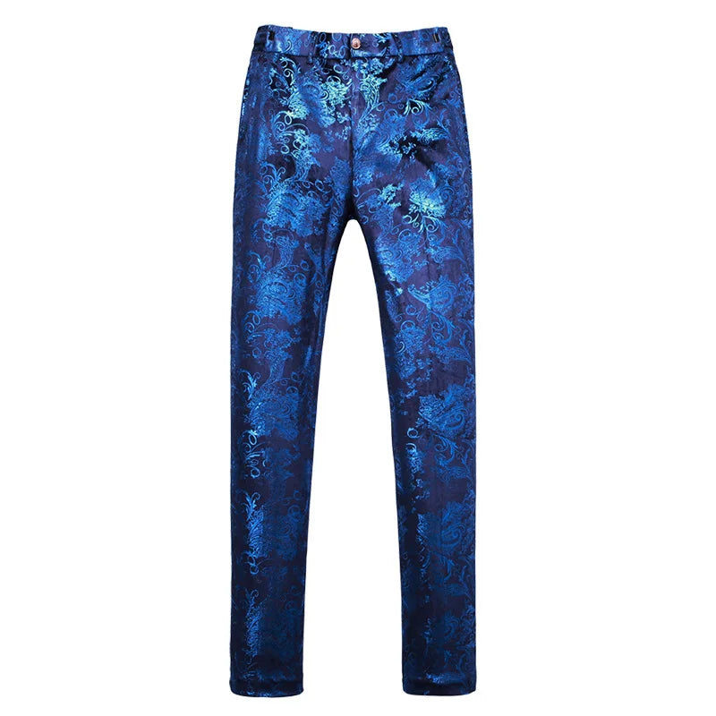 Men's 3-piece slim fit British style wedding suit by Showlu Fashion, featuring printed design and tailored fit.