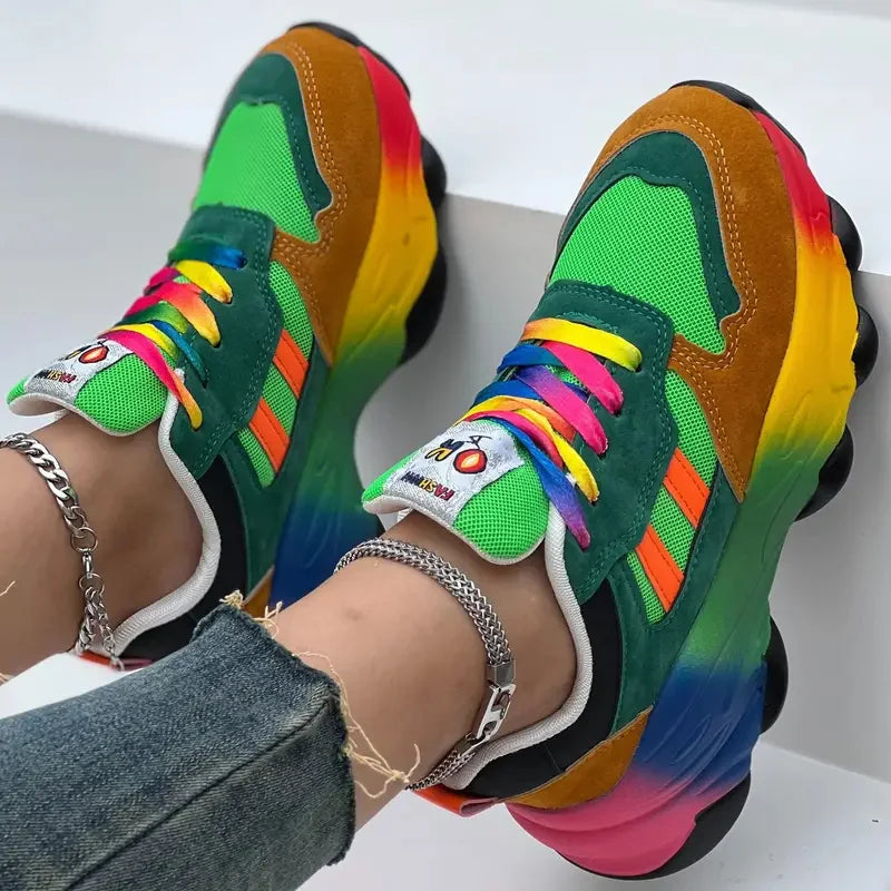 Colorful lace-up Roar Uthaug women's platform sneakers by SHOWLU FASHION STORE, featuring vibrant design and sporty style.