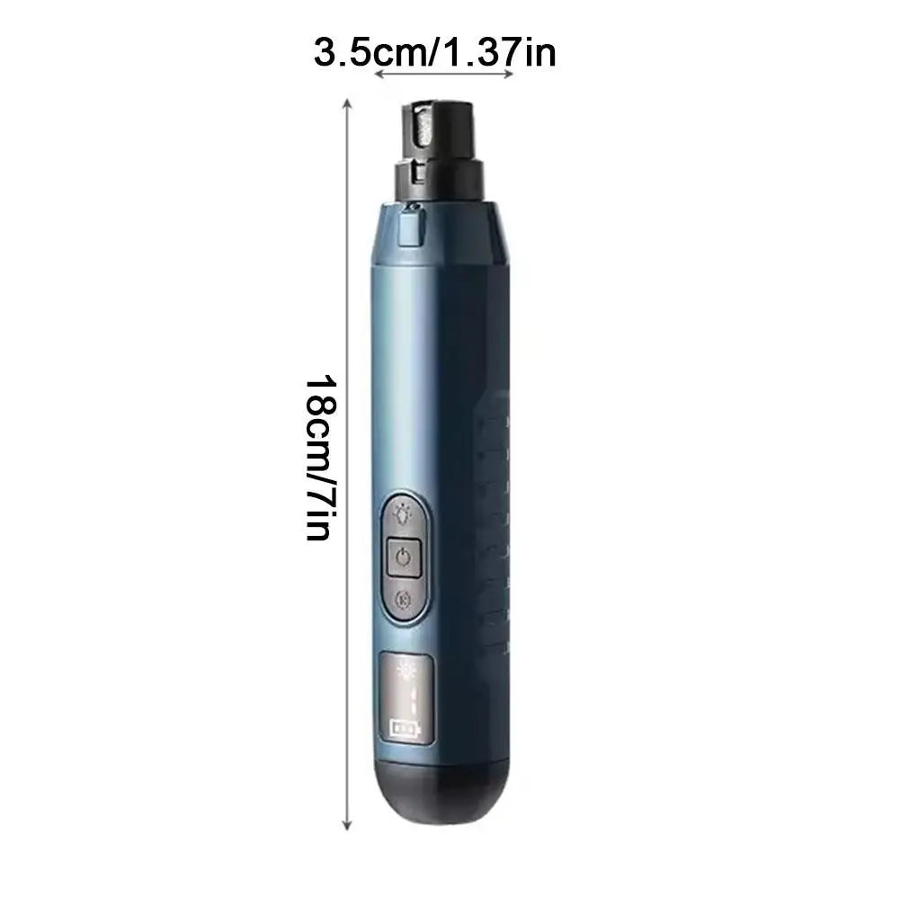 Electric dog nail grinder by Showlu Fashion Store, USB rechargeable, quiet pet nail clipper for dogs and cats with ergonomic design.