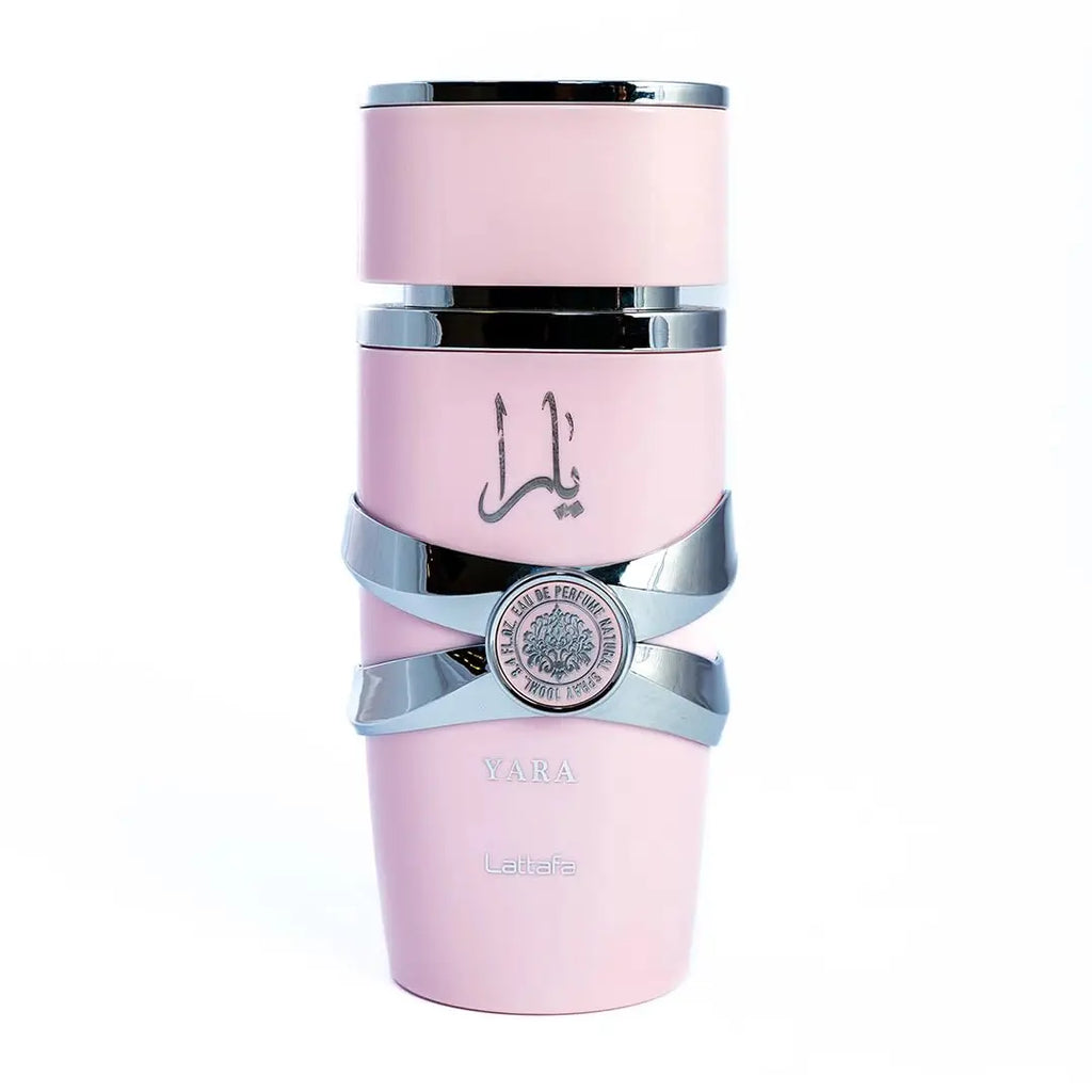 Lattafa Yara Eau de Parfum for Women with long-lasting floral scent, 100ml bottle, elegant perfume design.