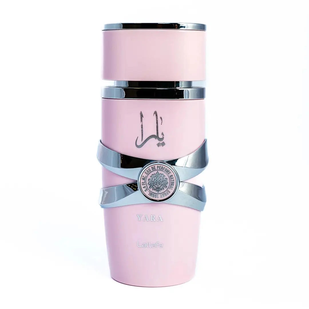 Lattafa Yara Eau de Parfum for Women with long-lasting floral scent, 100ml bottle, elegant perfume design.