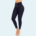SHOWLU Women's high waist skinny jeans with internal girdle, featuring butt lifting design and sleek denim fit.