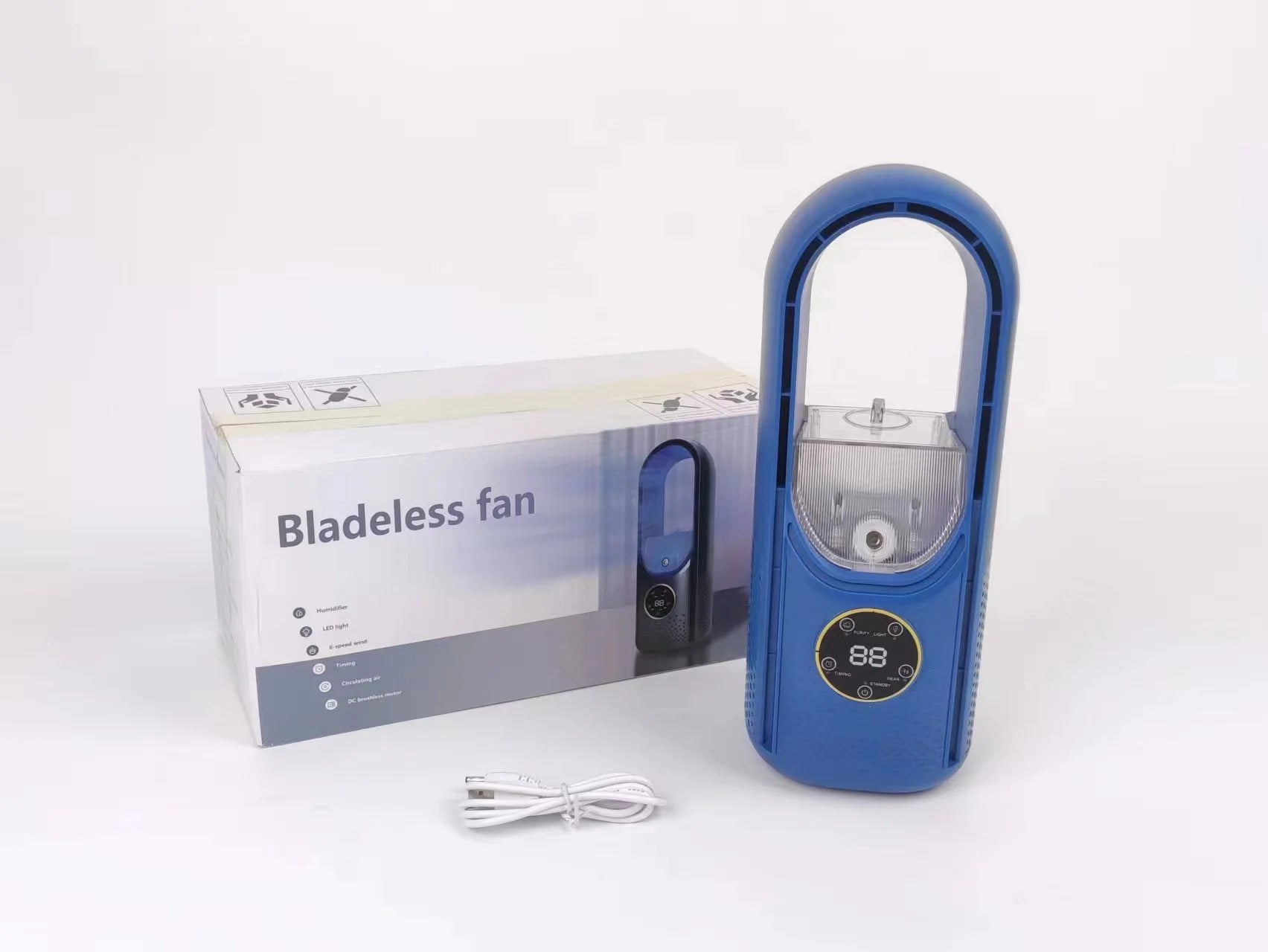 Showlu Smart General Donirt USB bladeless air cooler fan displaying sleek design with compact size and modern appearance.