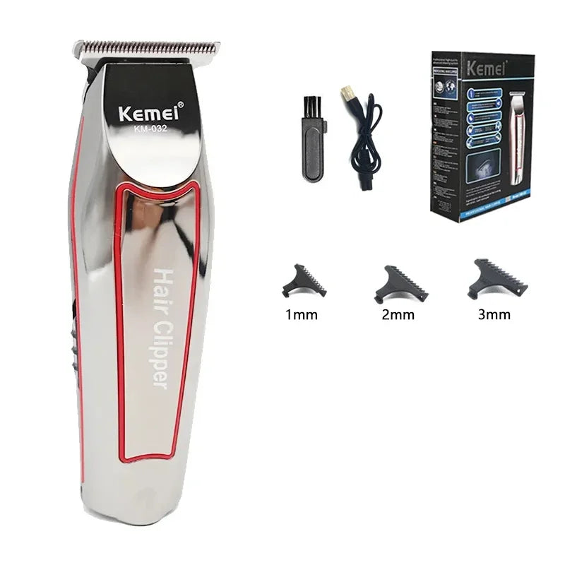 Showlu Smart KM-032 electric beard trimmer kit with silver hair clipper and attachments, designed for precise grooming.