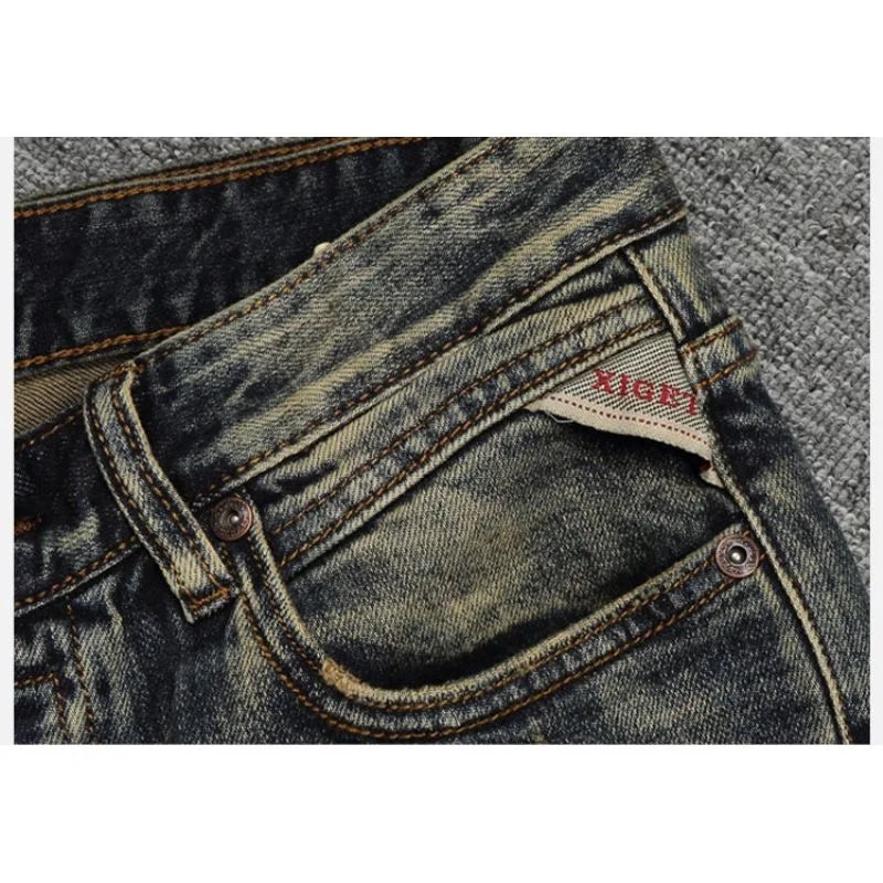 2023 Spring and Autumn New Classic Fashion Retro Elastic Jeans Men's Casual Comfort Large Size High-Quality Small Foot Pants