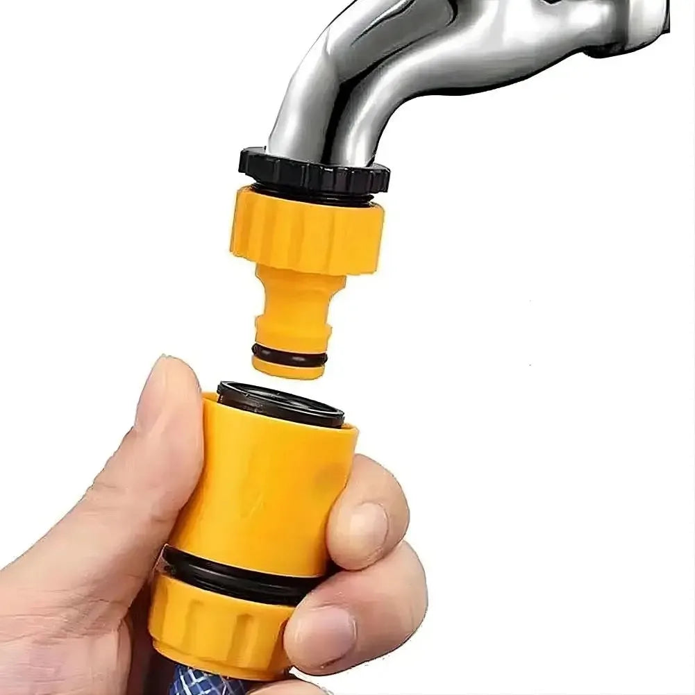 Showlu Smart General hose faucet quick connector attached to outdoor garden faucet for easy hose attachment.